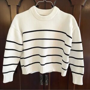 Quince Organic Cotton Crew Neck Striped Sweater Women's Medium